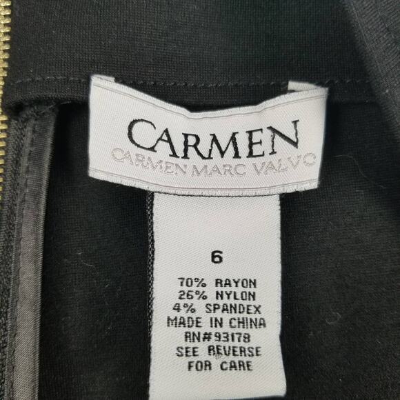 Carmen Marc Malvo Black Pencil Skirt Gold Zipper Stretchy Nice Size 6 - Picture 3 of 3